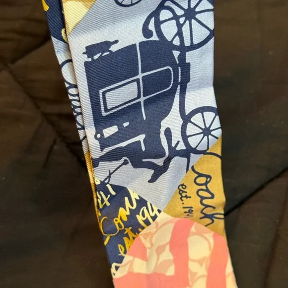 Coach Silk Skinny Scarf  – Multicolor Patchwork Print NWOT - Picture 8 of 12